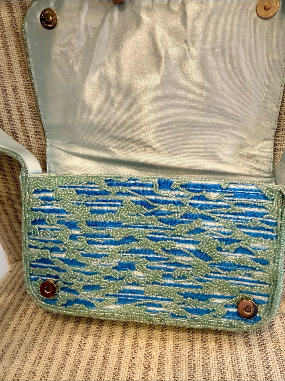 Made in India Light Blue Beaded Sailboat Shoulder Bag - Picture 7 of 8